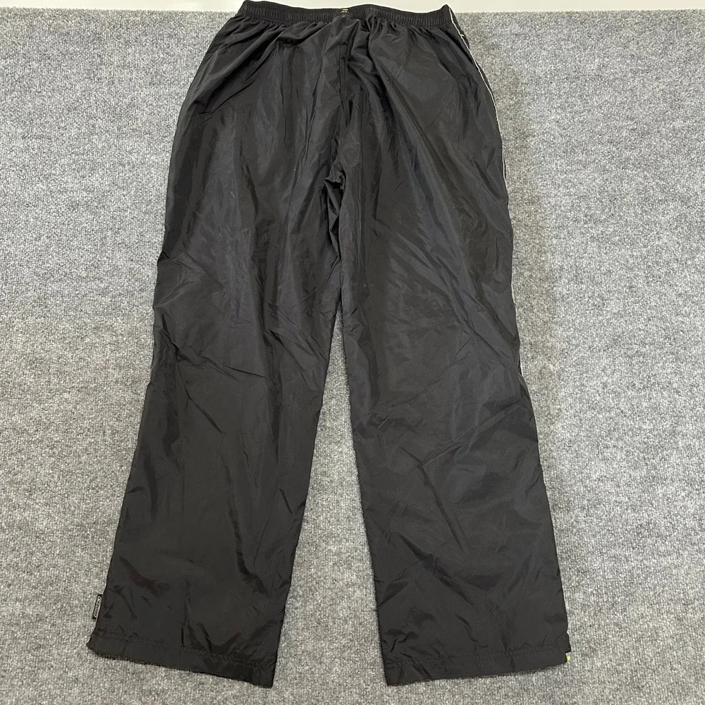 Reebok Track Pants Mens Size XL Black Windbreaker Athletic Ankle Zip Piping